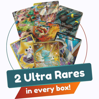 Ultra Rare Deluxe Pack | 100+ Authentic Pokemon Cards | 2x Ultra Rare Guaranteed | Legendary, VSTAR, VMAX, V, GX, or EX | Bonus 20x Holos or Rares | SS Deck Box