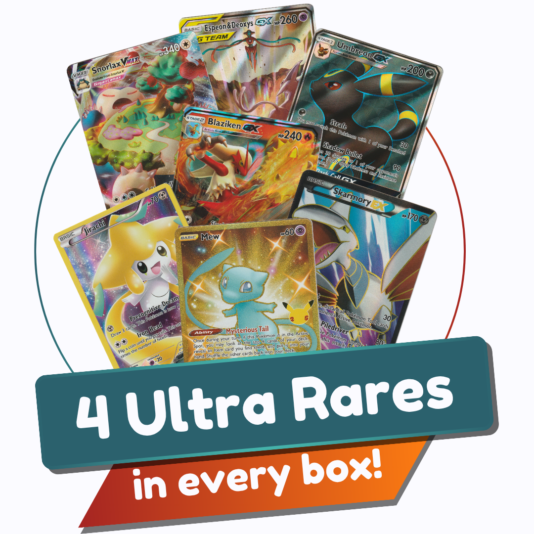 Ultra Rare Premium Bundle | 200+ Authentic Cards | 4x Ultra Rare Guaranteed | EX, MEGA, V, VSTAR, VMAX, ILLUSTRATION